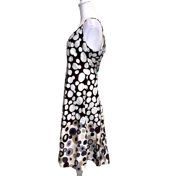 Madison Leigh Petite Sleeveless Brown w/ White Polka Dot Midi Dress Size 16 - Picture 2 of 9